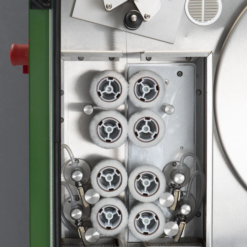Excel 1400 cleaning buffer wheels — close-up detail